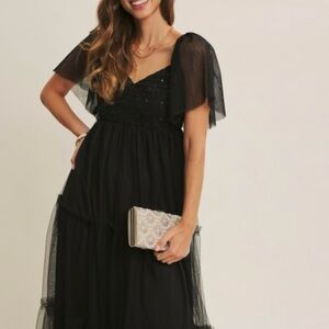 In February Sequin Mesh Tiered MIDI Dress